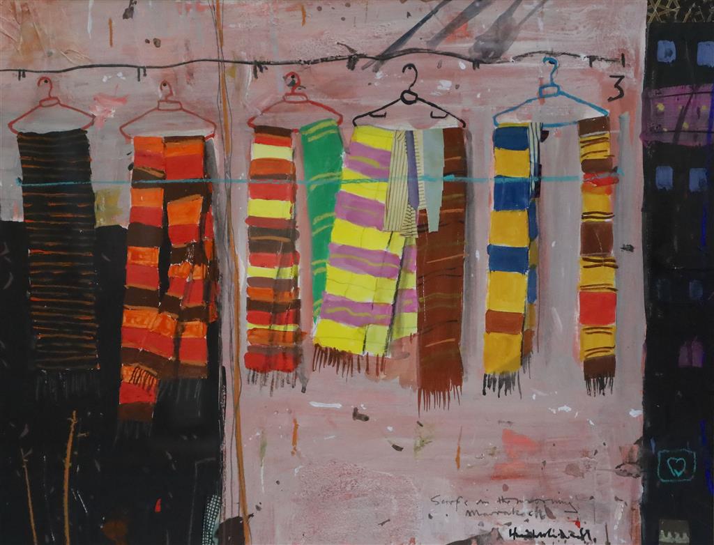 § Hamish MacDonald (Scottish, 1935-2008) Scarves Marrakech 17 x 22in.